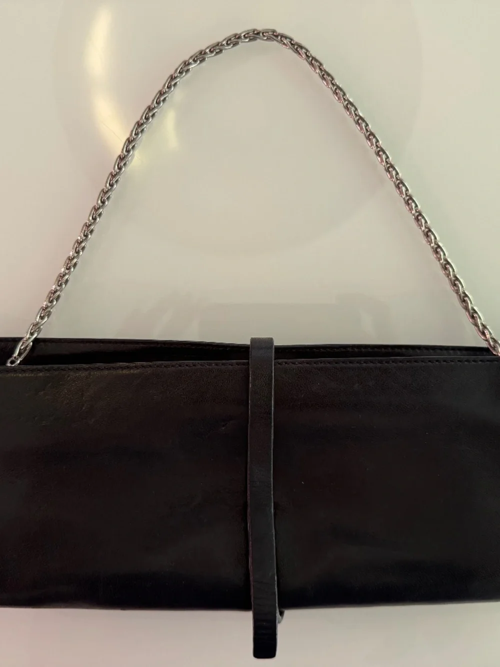 Vintage Jil Sander Black Leather Evening Clutch Shoulder Bag